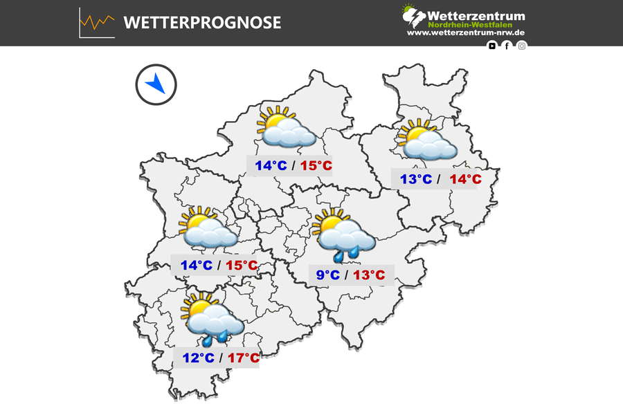 Das NRW Wetter für heute Samstag, 04.04.2026