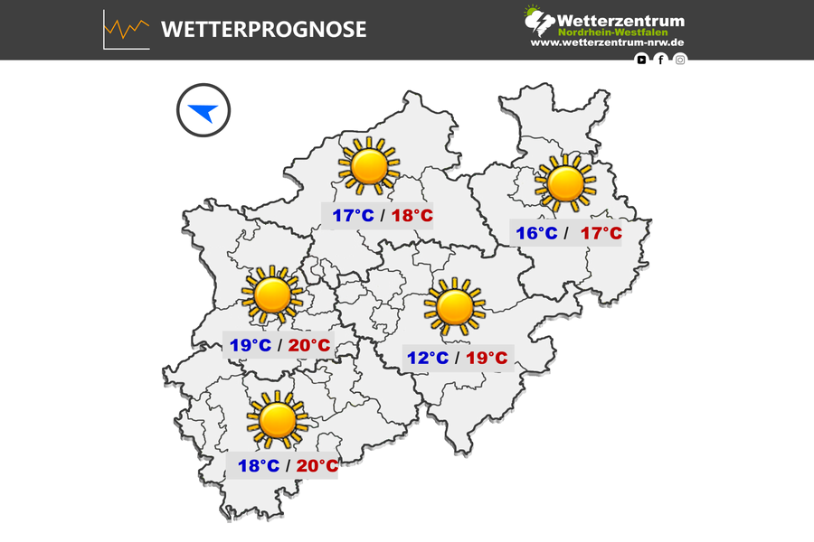 Das NRW Wetter für heute Mittwoch, 08.04.2026 