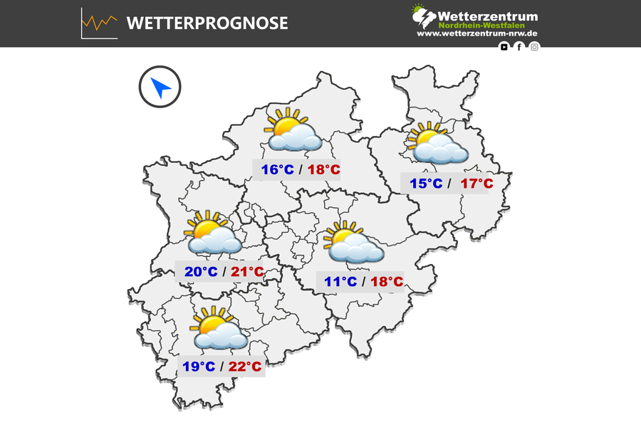 Das NRW Wetter für heute Donnerstag, 09.04.2026
