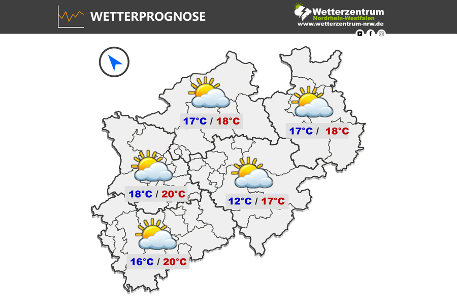 Das NRW Wetter für heute Mittwoch, 15.04.2026 