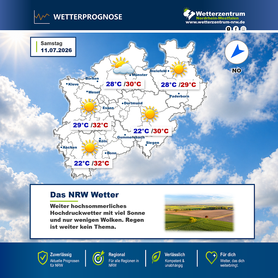 Vorhersagekarte für NRW für den 11.07.2026