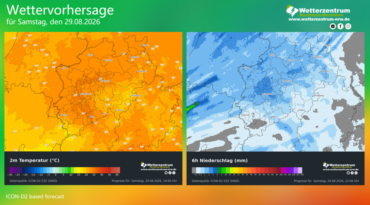 Wettervorhersage für den 29 August 2026 für Nordrhein-Westfalen