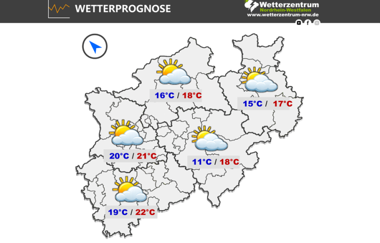 Das NRW Wetter für heute Donnerstag, 09.04.2026