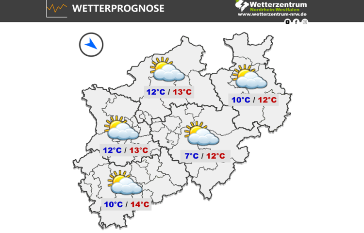 Das NRW Wetter für heute Freitag, 10.04.2026