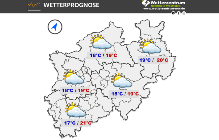 Das NRW Wetter für heute Freitag, 17.04.2026