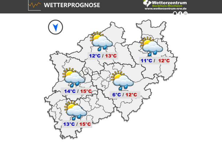 Das NRW Wetter für heute Sonntag, den 19.04.2026