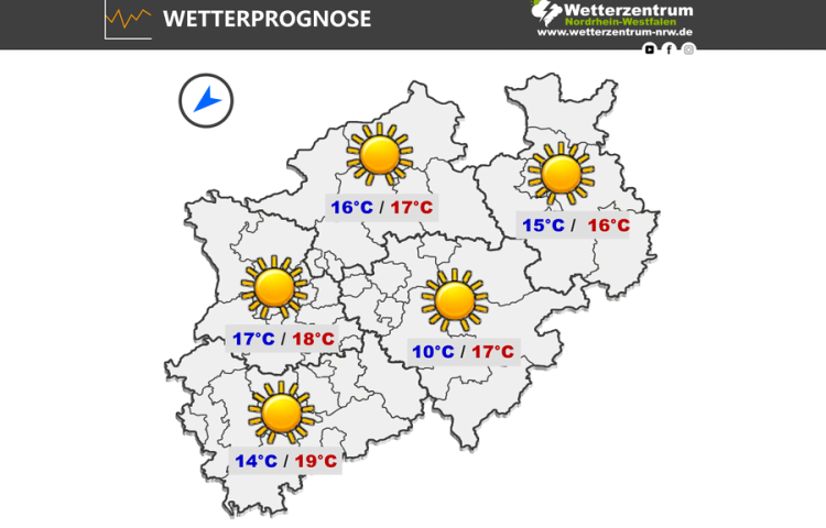 Das NRW Wetter für heute Mittwoch, 22.04.2026