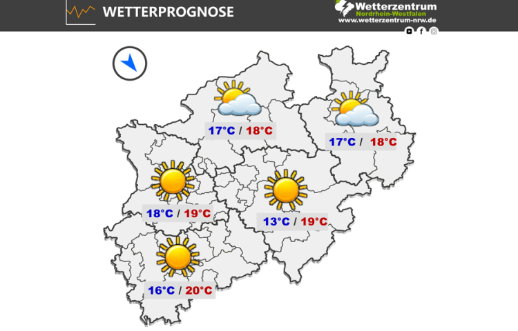 Das NRW Wetter für heute Donnerstag, 23.04.2026