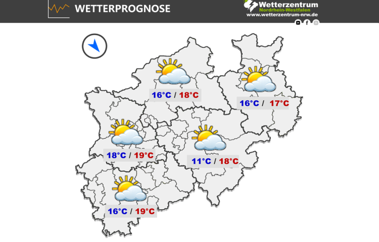 Das NRW Wetter für heute Freitag, 24.04.2026