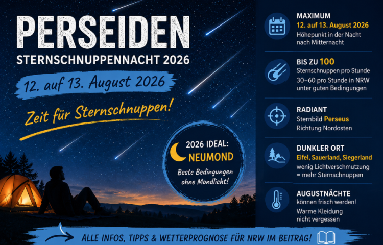 Perseiden 2026: Sternschnuppennacht im August – Tipps & Infos