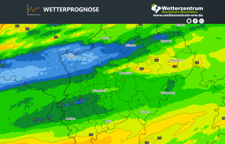 Das NRW Wetter für heute Mittwoch, 19.08.2026