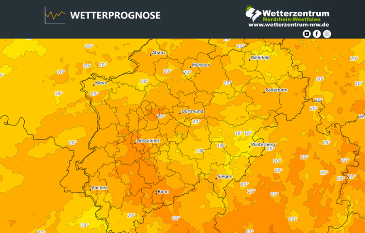 Das NRW Wetter für heute Donnerstag, 20.08.2026